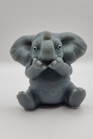 Escultura 3D Pack de 3 Elefantes Gris Azulado "Ver, Oir y Callar" Diseños Únicos!