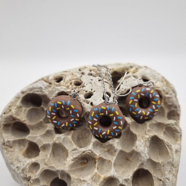 Pendientes y/o Collar Donuts de Chocolate