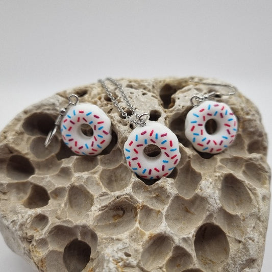 Pendientes y/o Collar Donuts de Chocolate Blanco