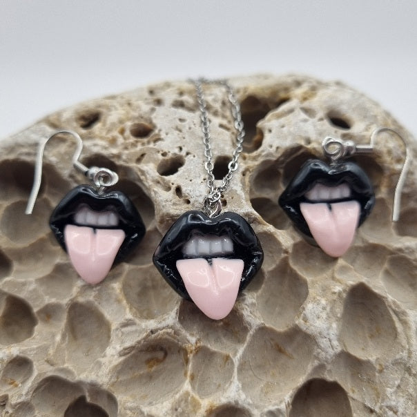 Pendientes y/o Collar Labios Lengua