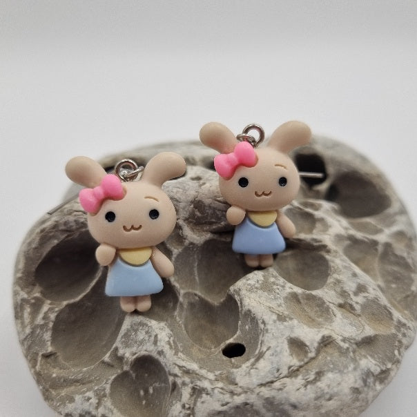 Pendientes Conejita de la Suerte en Colores Pastel