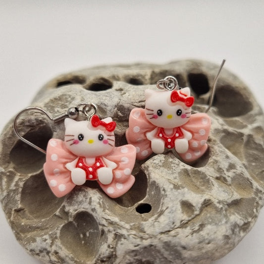 Pendientes Hello Kitty con Lacito Rojo
