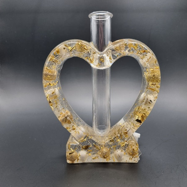 Escultura de Corazón con Tubito para Flor y con Luz, Diseños Únicos!