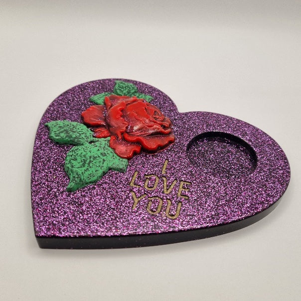 Porta Vela Corazón con Rosa, Diseños Únicos!