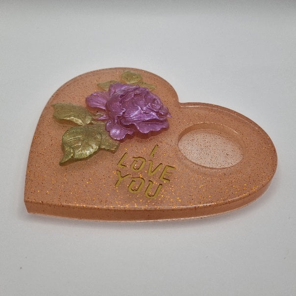 Porta Vela Corazón con Rosa, Diseños Únicos!