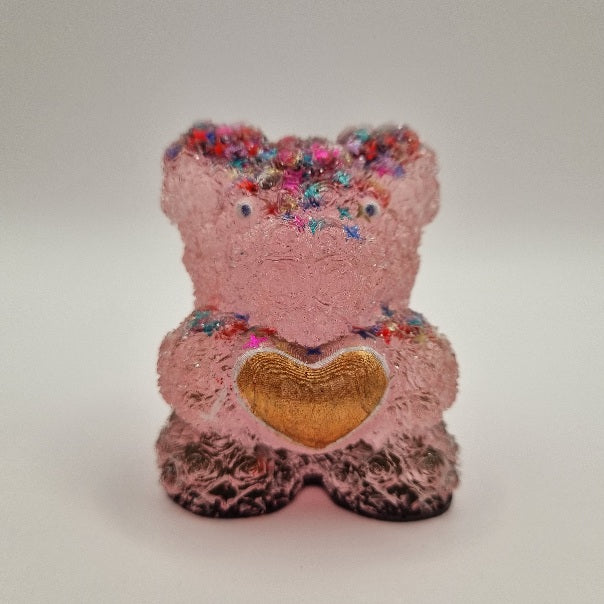 Escultura 3D de Osito de Mil Rosas de la Suerte con Corazón, Diseños Únicos!