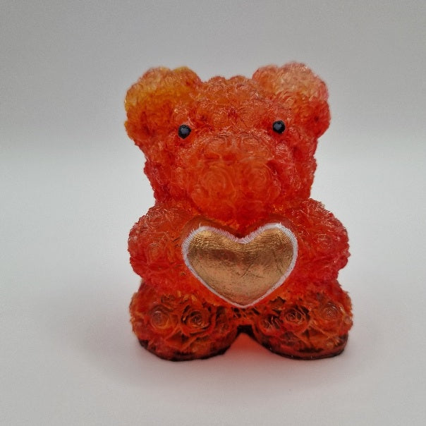 Escultura 3D de Osito de Mil Rosas de la Suerte con Corazón, Diseños Únicos!