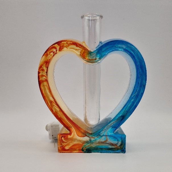 Escultura de Corazón con Tubito para Flor y con Luz, Diseños Únicos!