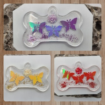 Colgantes ID con Mariposas para Mascotas. Personalizados, Diseños Únicos!