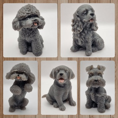 Escultura 3D de Perros en Gris Plata, Diseños Únicos!