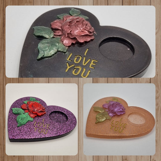 Porta Vela Corazón con Rosa, Diseños Únicos!