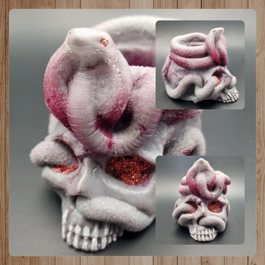 Porta Vela Calavera con Cobra 3D, Diseños Únicos!