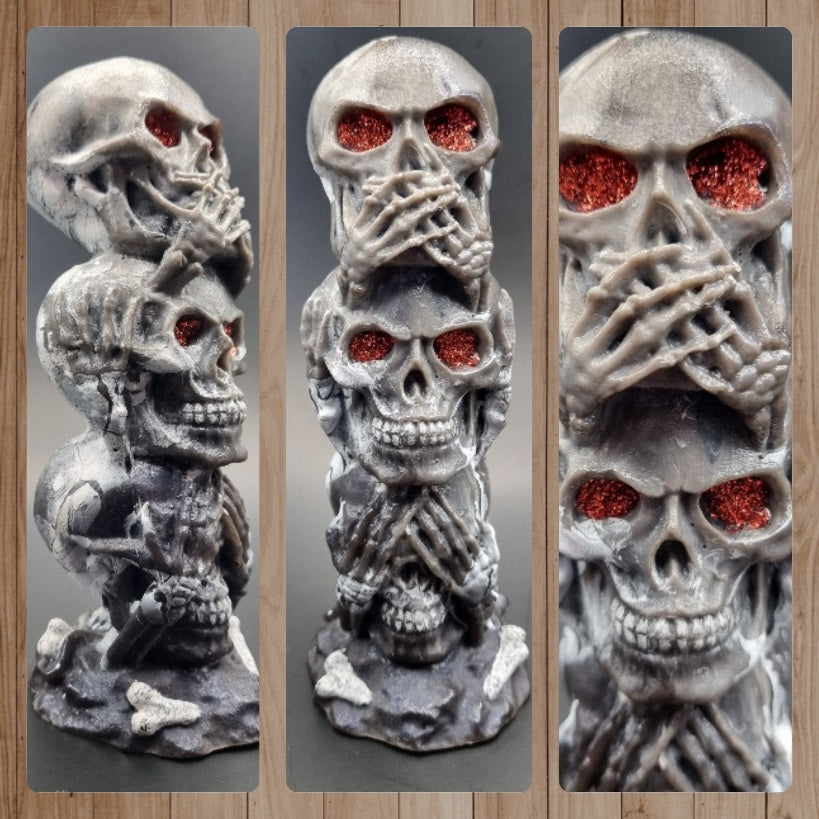 Escultura 3D de 3 Calaveras "Ver, Oir y Callar" Diseños Únicos!