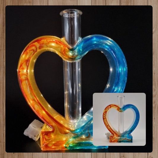 Escultura de Corazón con Tubito para Flor y con Luz, Diseños Únicos!
