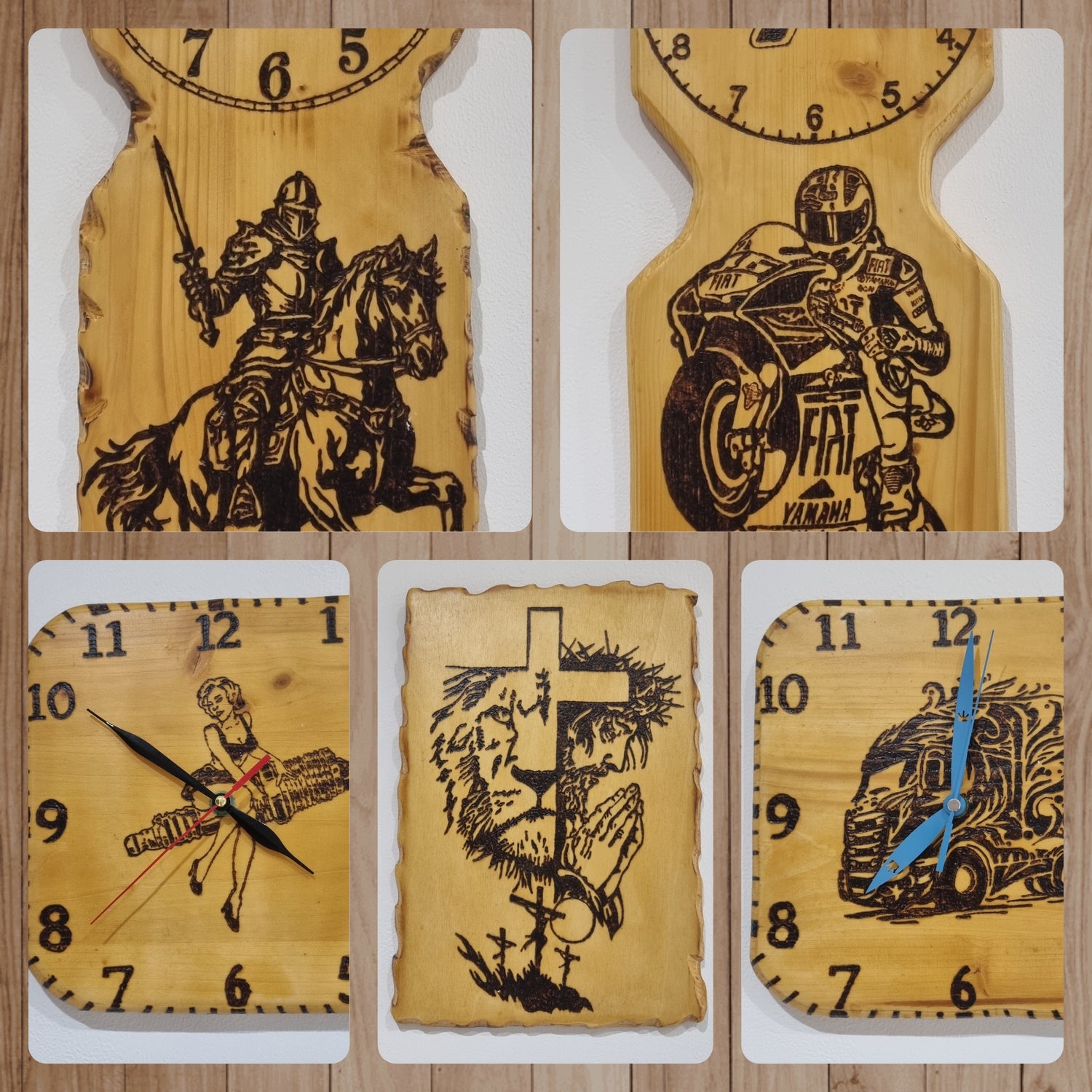 Exclusivos Cuadros y Relojes con Dibujos Quemados a Mano Alzada