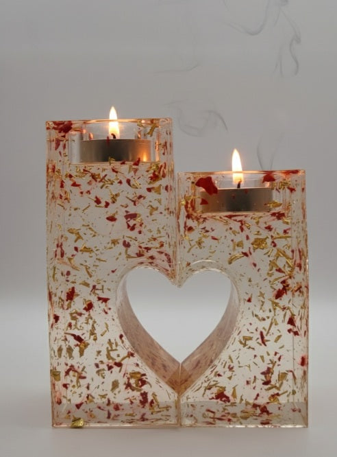 Pack 2 Porta Velas que Unidos Forman un Corazón, Diseños Únicos!