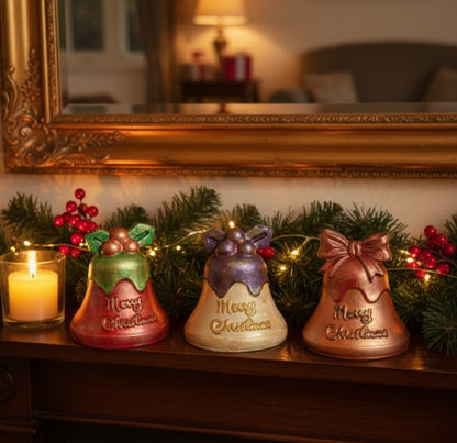 Figura 3D Campana Navideña de Escayola, Varios Colores. Diseños Únicos!