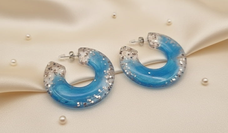 Acero Inoxidable Pendientes Semi Circulo Translúcidos, Diseños Únicos!