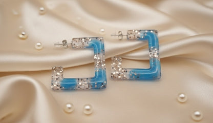 Acero Inoxidable Pendientes Semi Cuadrado Translúcidos, Diseños Únicos!