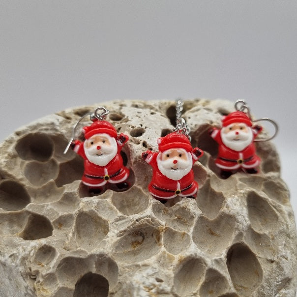 Plata de Ley Pendientes y/o Collar Papá Noel Navideño