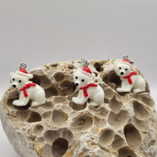 Plata de Ley Pendientes y/o Collar Osito Coca-Cola Navideño