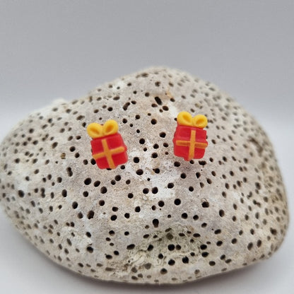 Acero Inoxidable Pendientes de Botón Navideños