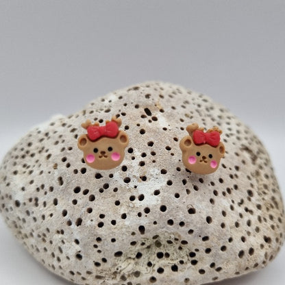 Acero Inoxidable Pendientes de Botón Navideños