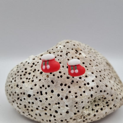 Acero Inoxidable Pendientes de Botón Navideños