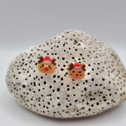 Acero Inoxidable Pendientes de Botón Navideños