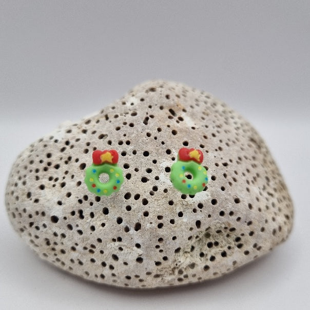 Acero Inoxidable Pendientes de Botón Navideños