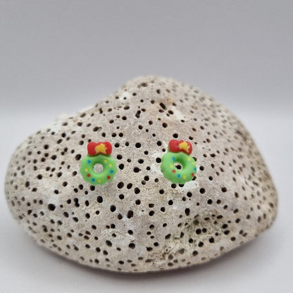 Acero Inoxidable Pendientes de Botón Navideños