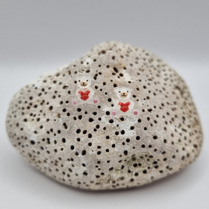 Acero Inoxidable Pendientes de Botón Osito Translúcido con Corazón Love