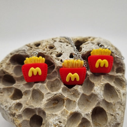 Plata de Ley Pendientes y/o Collar Patatas del McDonald´s