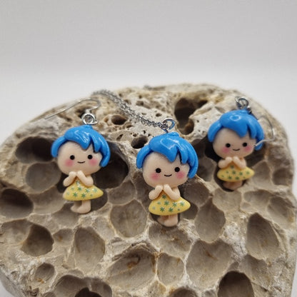 Plata de Ley Pendientes y/o Collar Intensamente Alegría