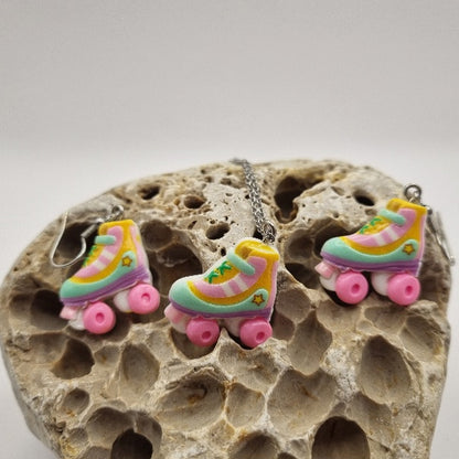 Plata de Ley Pendientes y/o Collar Patines