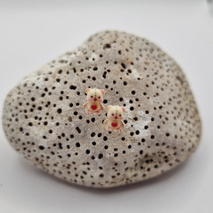 Acero Inoxidable Pendientes de Botón Osito de la Suerte