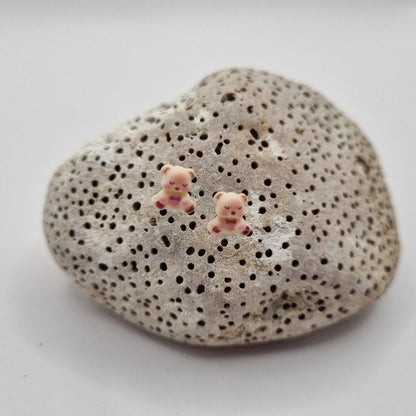 Acero Inoxidable Pendientes de Botón Osito de la Suerte