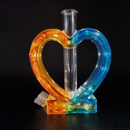 Escultura de Corazón con Tubito para Flor y con Luz, Diseños Únicos!
