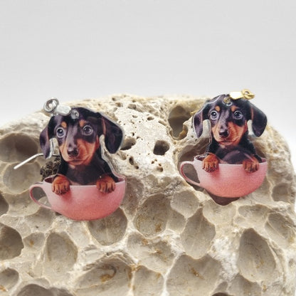 Acero Inoxidable Pendientes 2D Perros