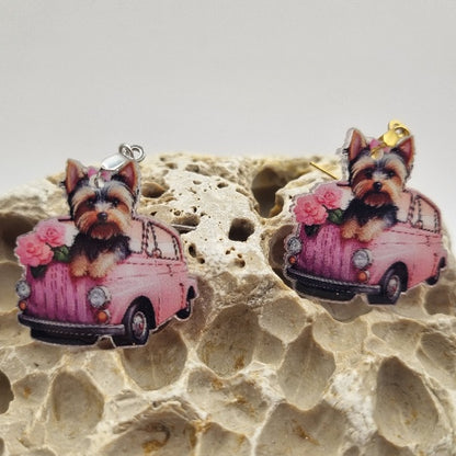 Acero Inoxidable Pendientes 2D Perros