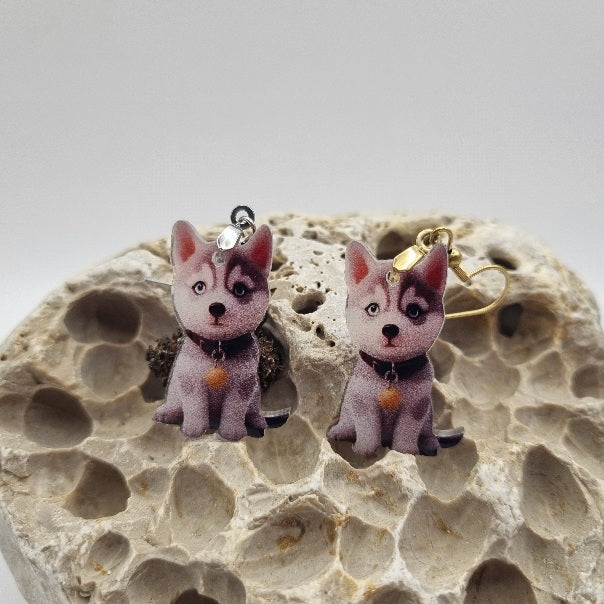 Acero Inoxidable Pendientes 2D Perros Varios