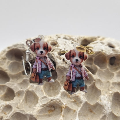 Acero Inoxidable Pendientes 2D Perros Varios