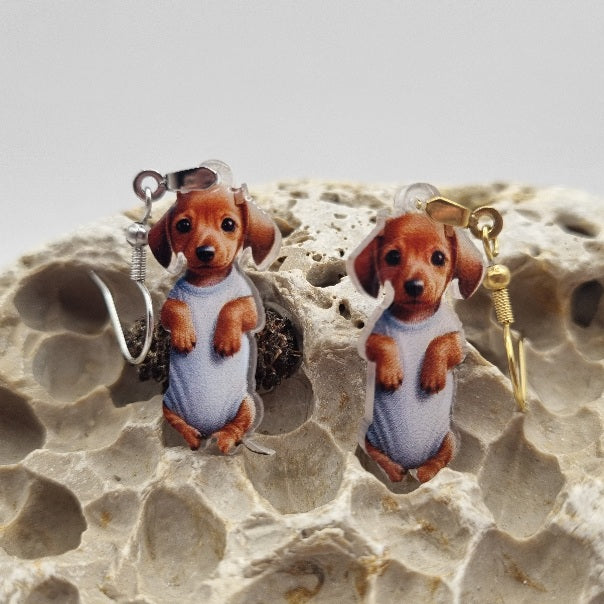 Acero Inoxidable Pendientes 2D Perros Varios