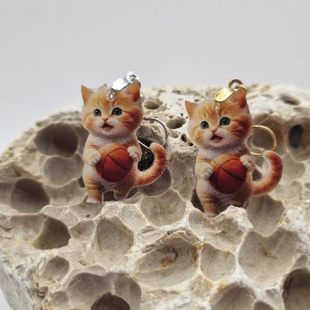 Acero Inoxidable Pendientes 2D Gatos Varios