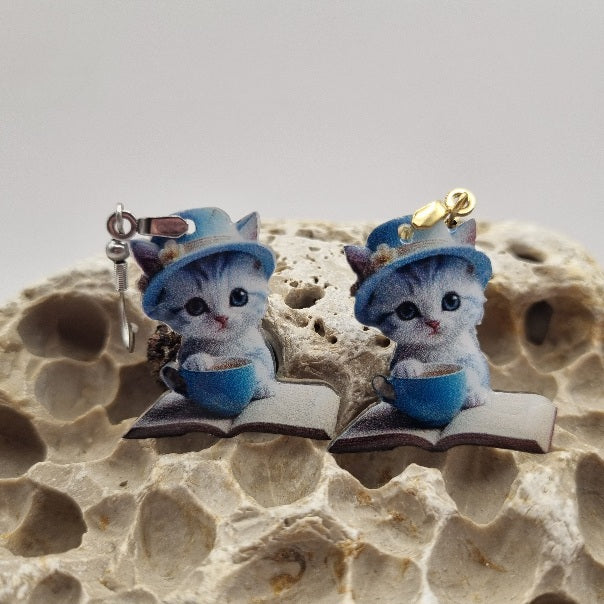 Acero Inoxidable Pendientes 2D Gatos Varios