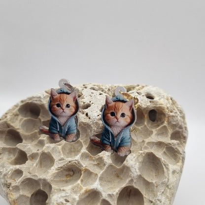 Acero Inoxidable Pendientes 2D Gatos Varios