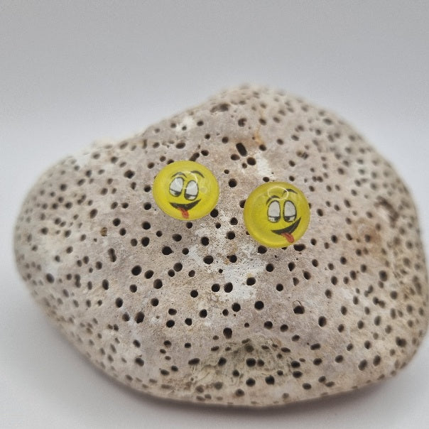 Acero Inoxidable Pendientes de Botón Emojis de la Suerte