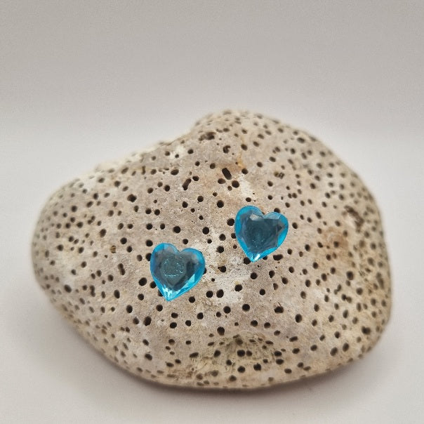 Acero Inoxidable Pendientes de Botón Corazón de la Suerte