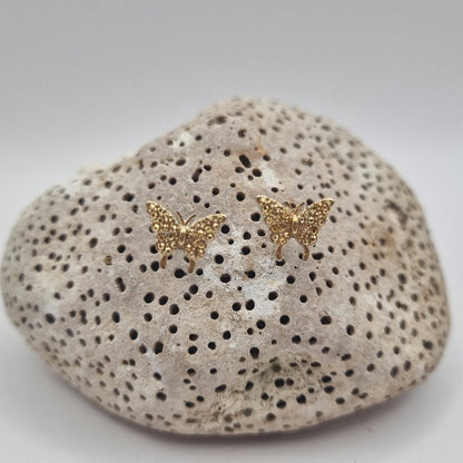 Acero Inoxidable Pendientes de Botón Mariposa Metálica de la Suerte