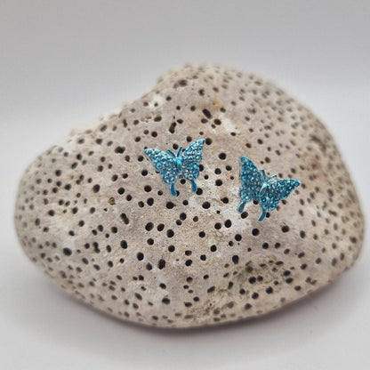 Acero Inoxidable Pendientes de Botón Mariposa Metálica de la Suerte